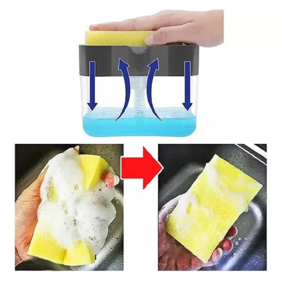 GENERICO - Dispensador Lavavajillas Jabon Liquido 2 en 1 + Esponja