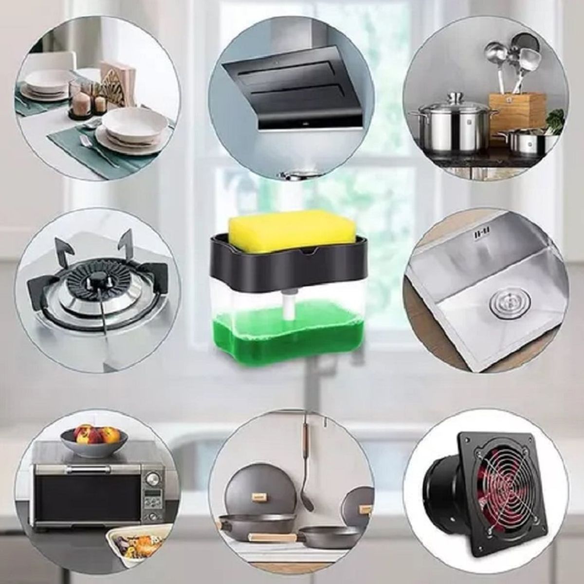 GENERICO - Dispensador Lavavajillas Jabon Liquido 2 en 1 + Esponja