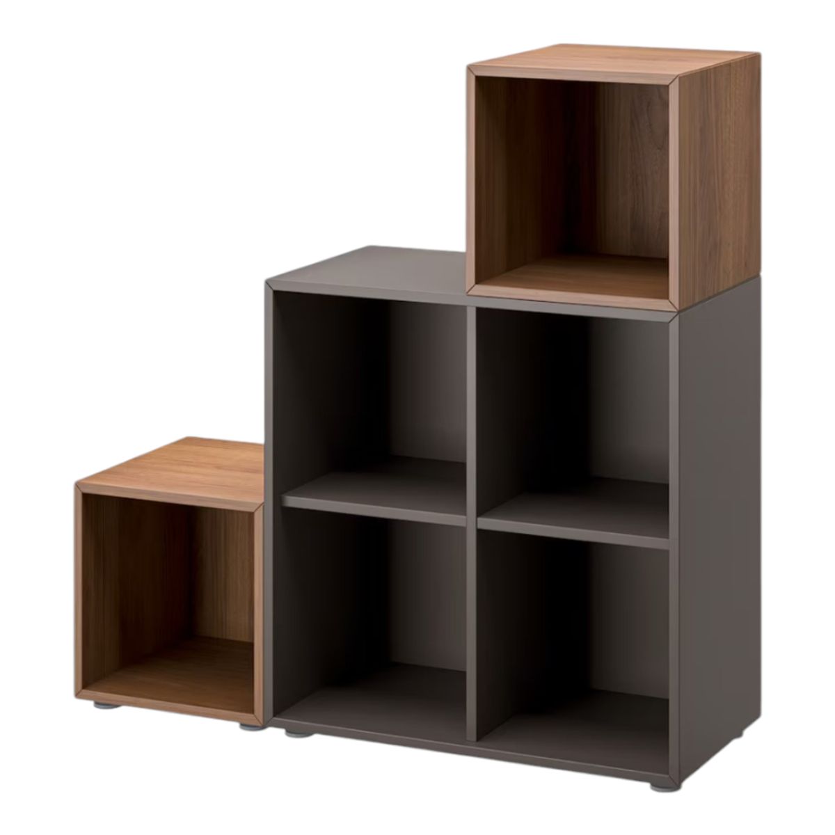 GENERICO - Organizador de Almacenamiento Multiusos Cubos Movibles Gris y Nogal