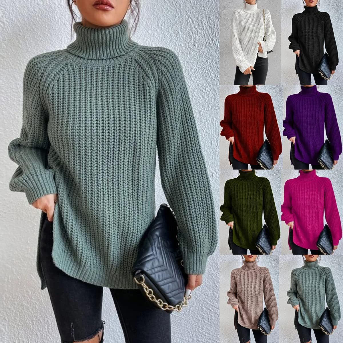 TIOZONEY - Suéter casual para mujeres  - Verde