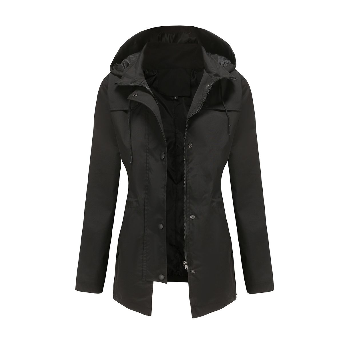 TIOZONEY - Chaqueta impermeable con gorro para mujer - Negro