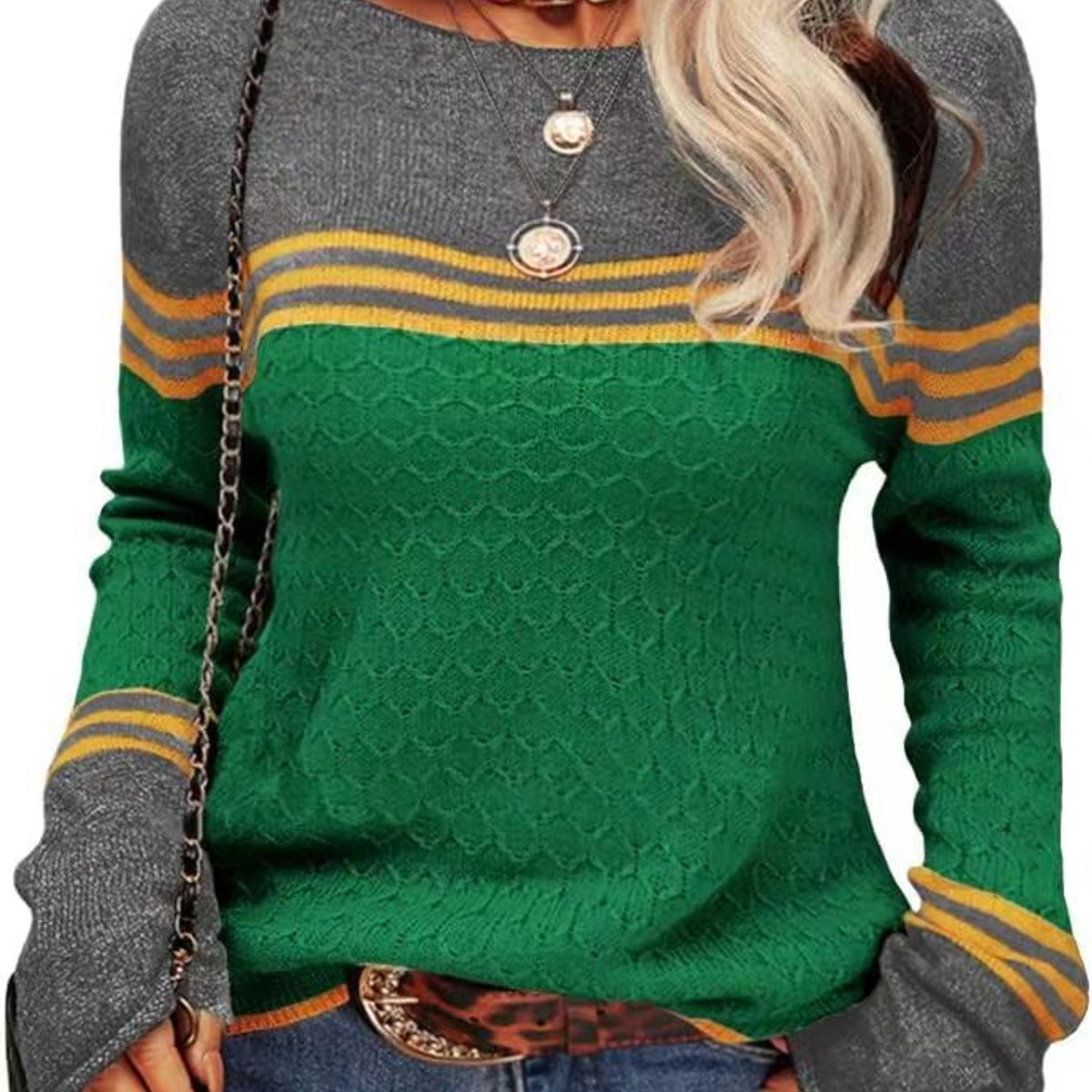 TIOZONEY - Sweater Cuello Redondo Mujer