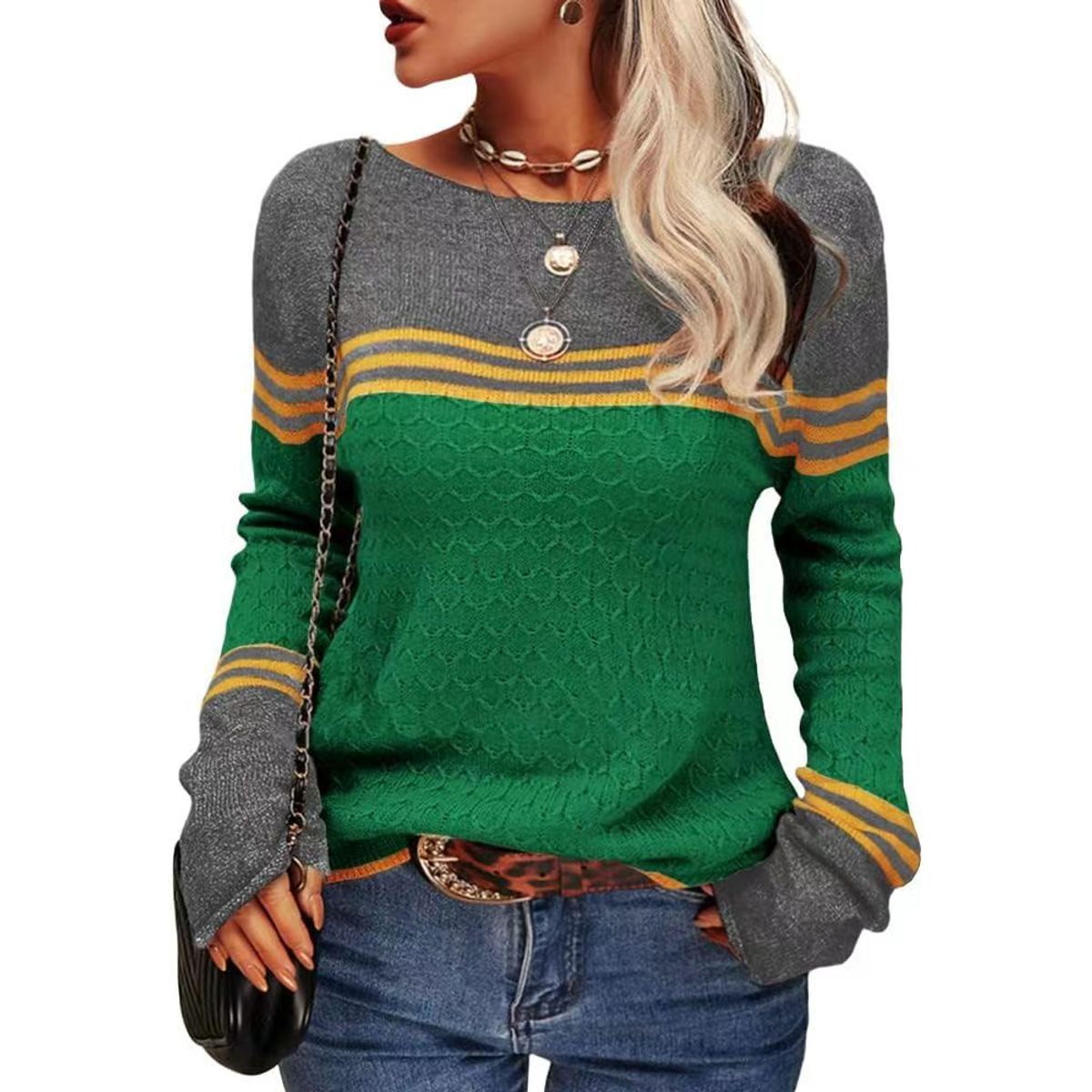 TIOZONEY - Sweater Cuello Redondo Mujer
