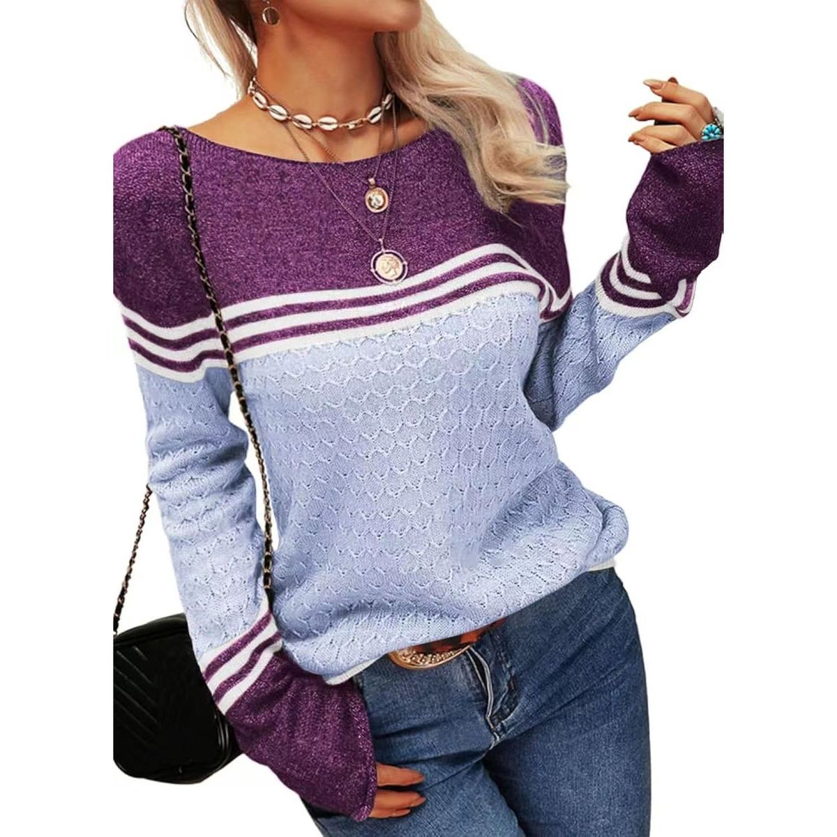 TIOZONEY - Sweater Cuello Redondo Mujer