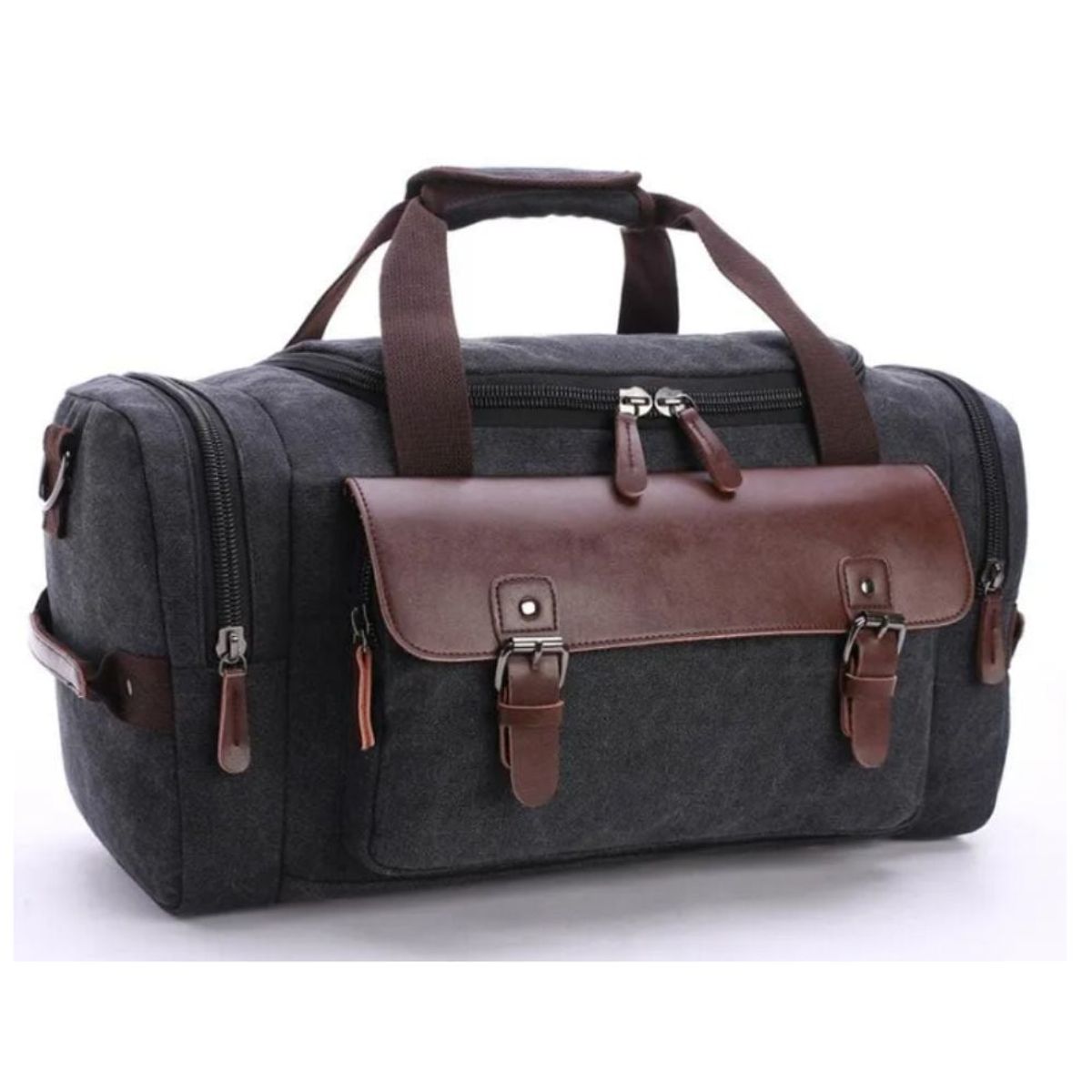 GENERICO - Maletin bolso de viaje deportivo - ejecutivo tela lona gruesa cuero