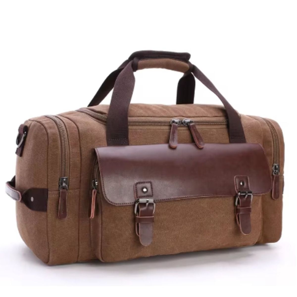 GENERICO - Maletin bolso de viaje deportivo - ejecutivo tela lona gruesa cuero-