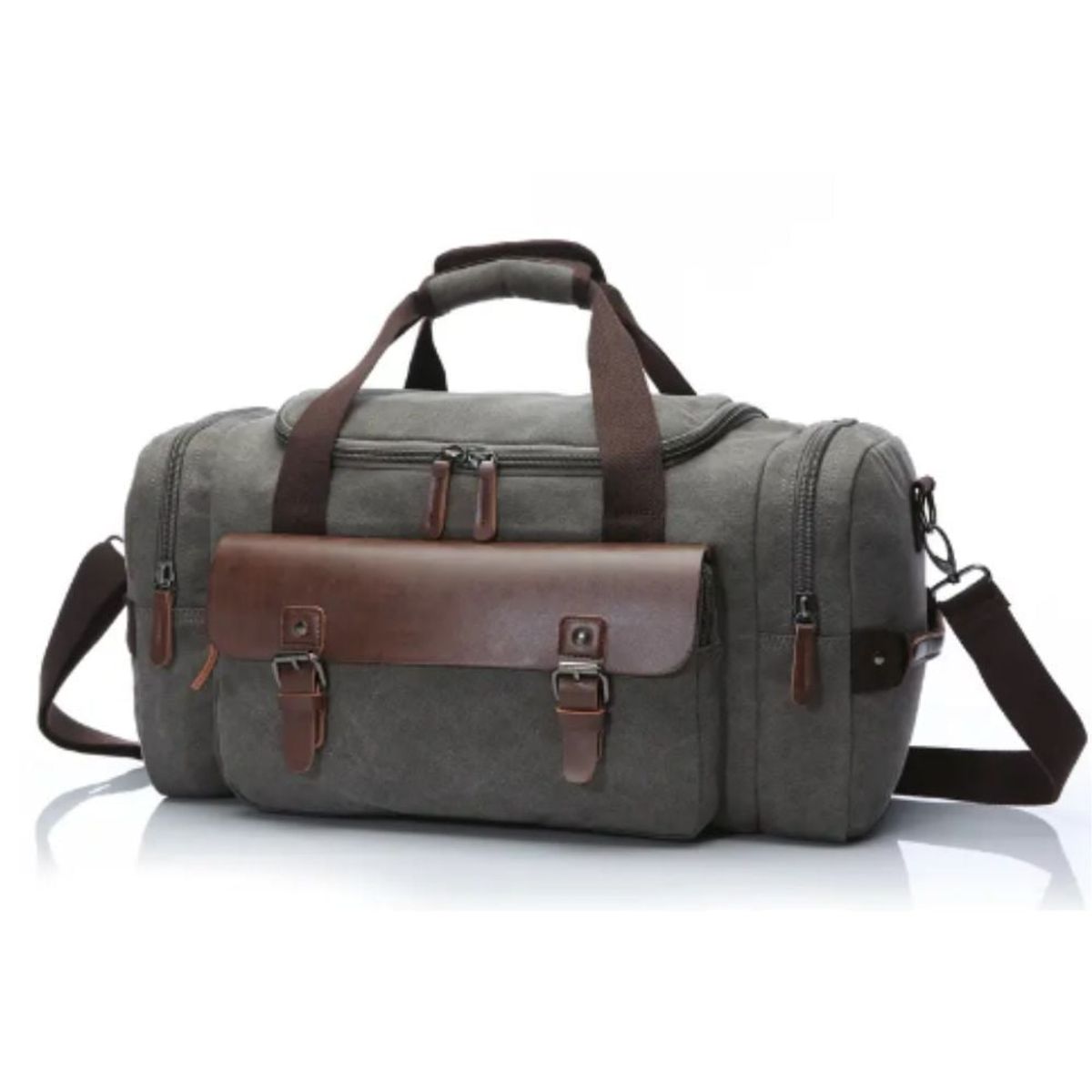 GENERICO - Maletin bolso de viaje deportivo - ejecutivo tela lona gruesa cuero
