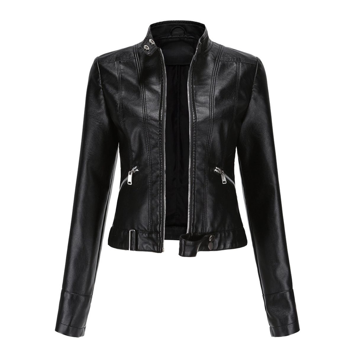 TIOZONEY - Chaqueta de PU para mujer - Negro