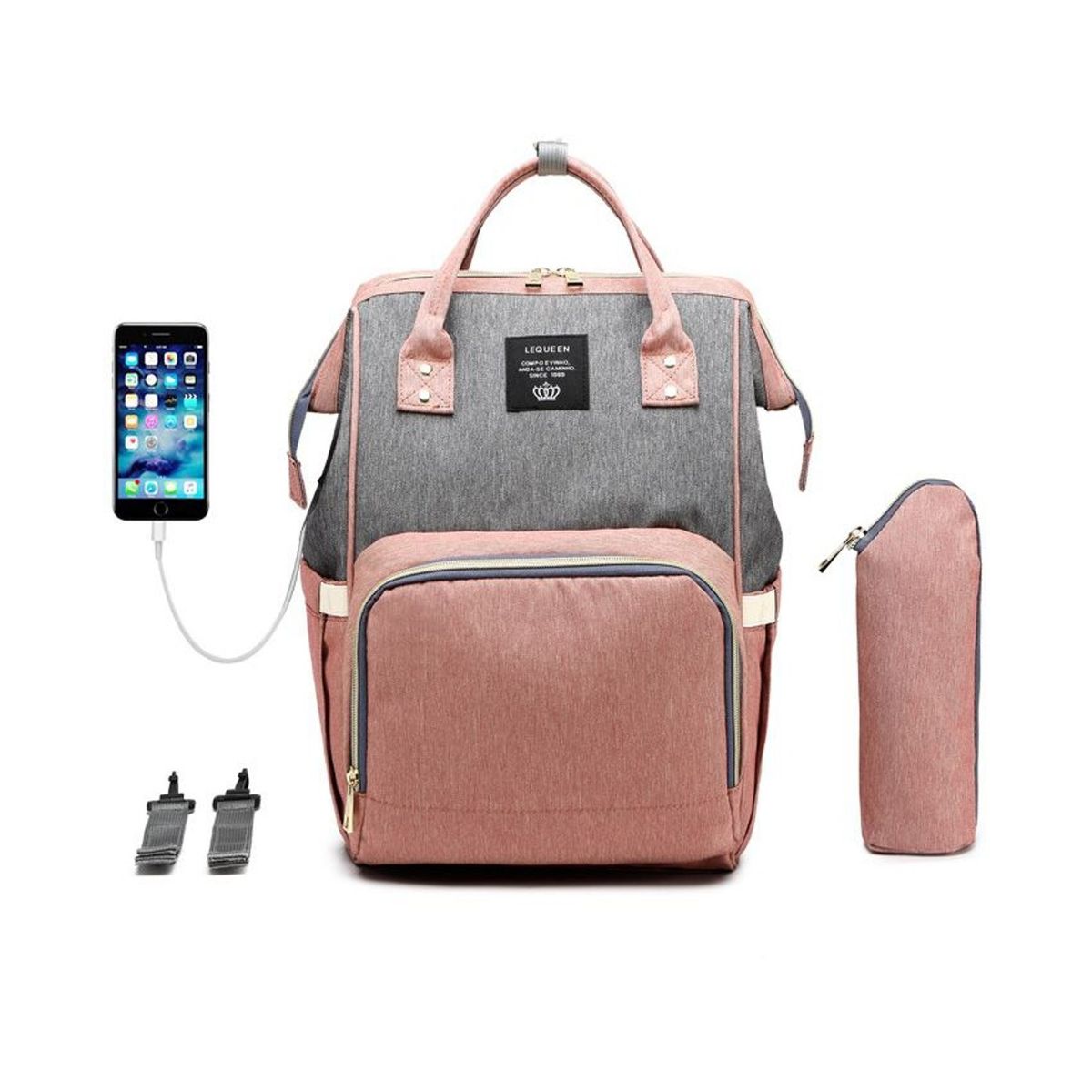 TIOZONEY - Mochila Pañalera Impermeable Amplia Moderna Térmica USB