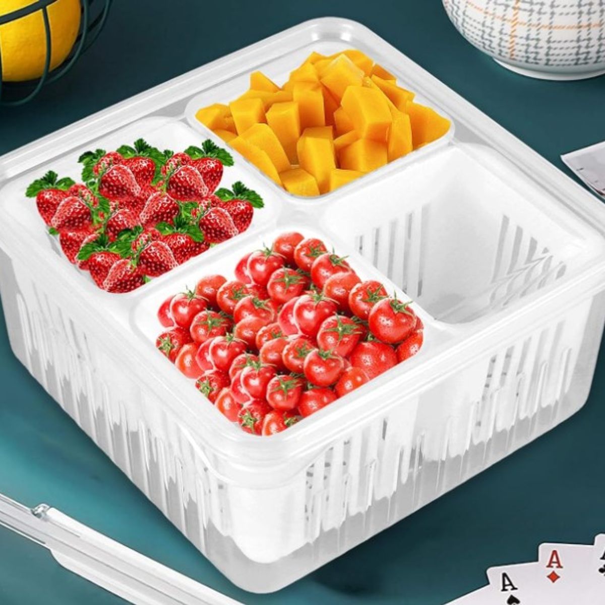 GENERICO - Organizadores refrigerador con 4 cesta de drenaje