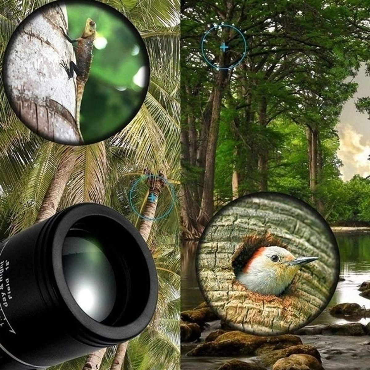 CAFINI - Telescopio monocular 16x52 doble enfoque óptico Zoom CAFINI camping