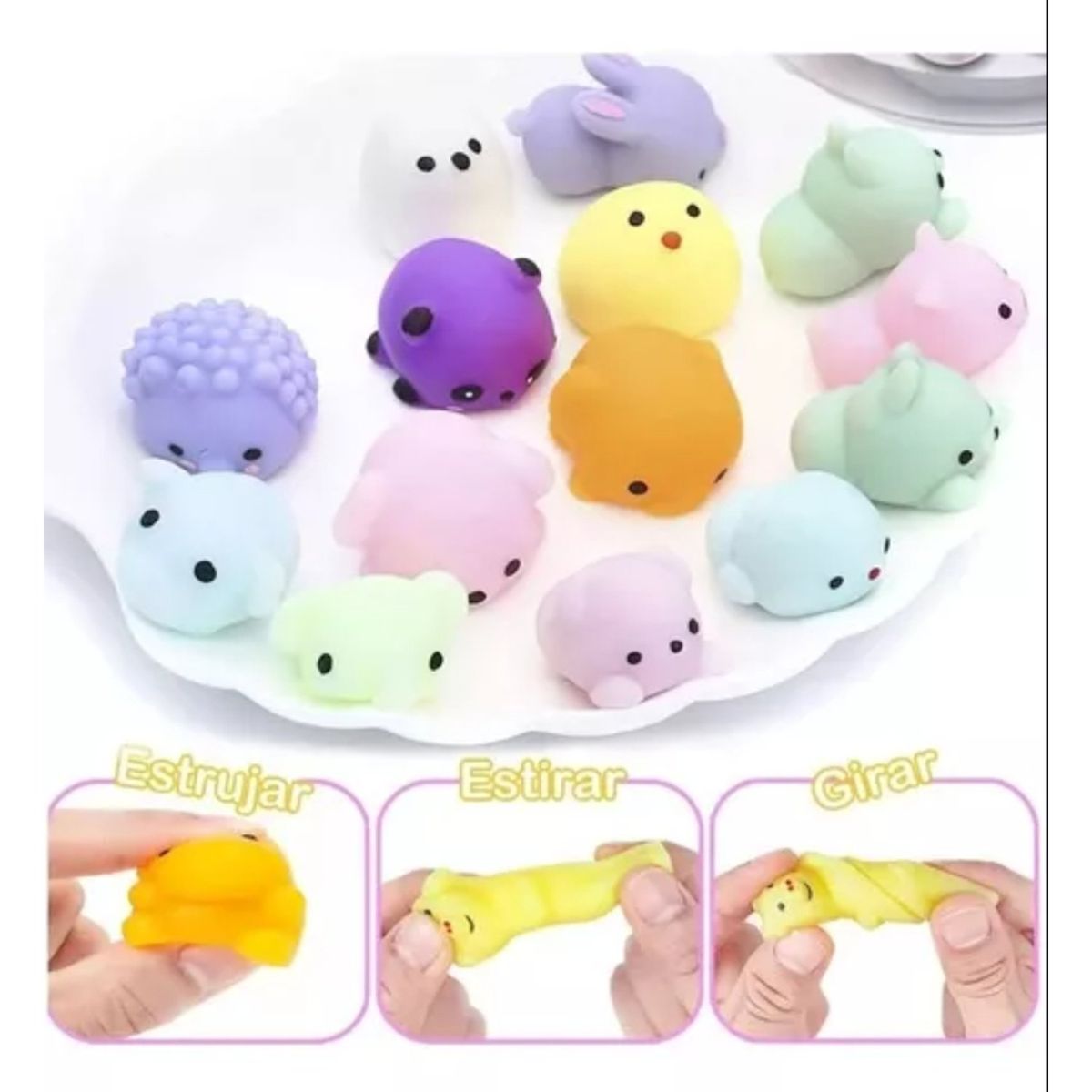 TIOZONEY - Pack Balde 36 Unidades Squishys Antiestrés Juguete Surtidos