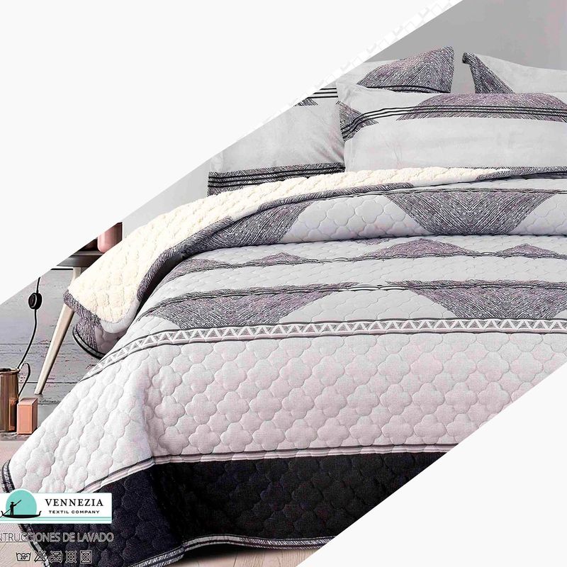 VENECIA - Set Cubrecama Piel de Angel con Reverso Cordero  2Plz-M05