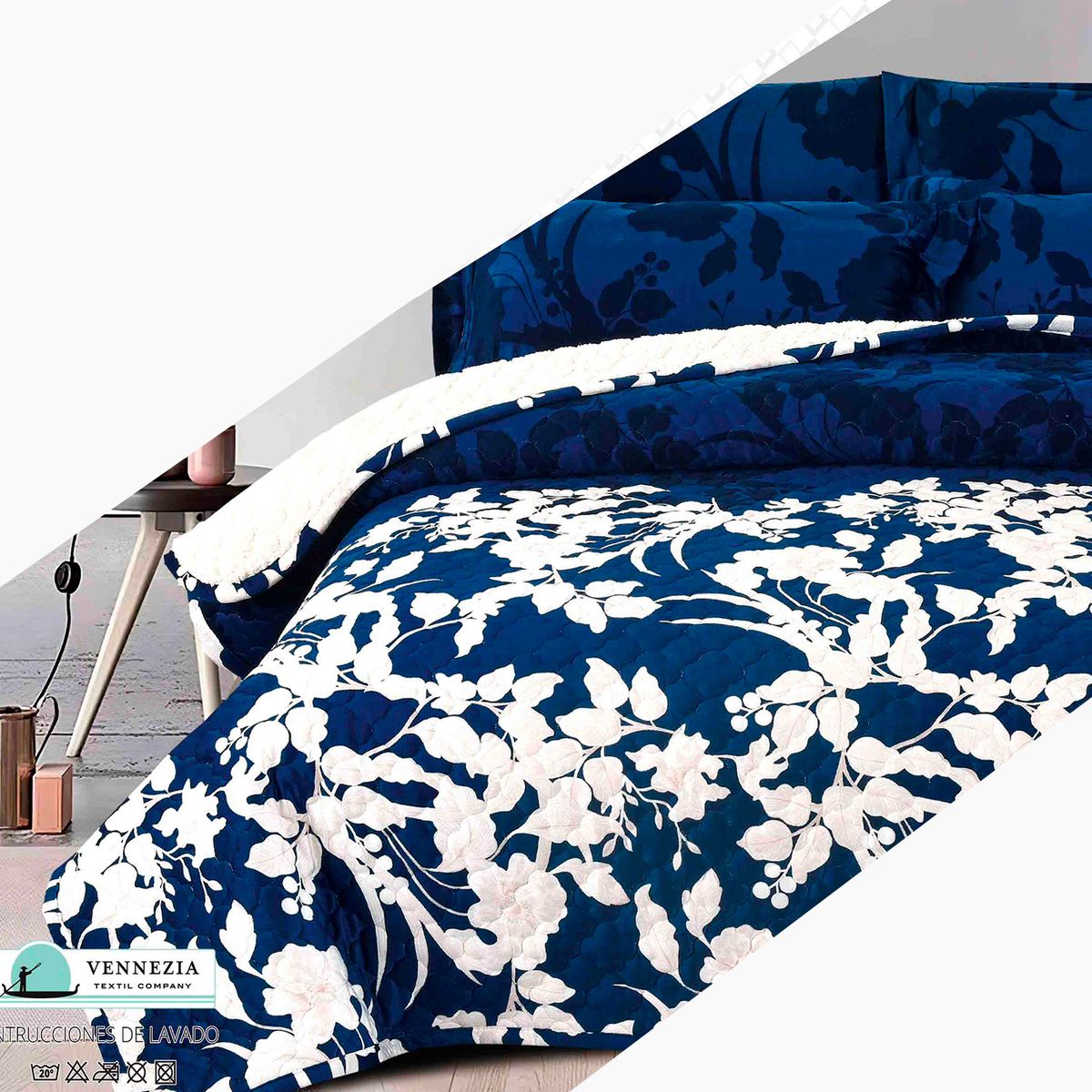 VENECIA - Set Cubrecama Piel de Angel con Reverso Cordero  2Plz-M03