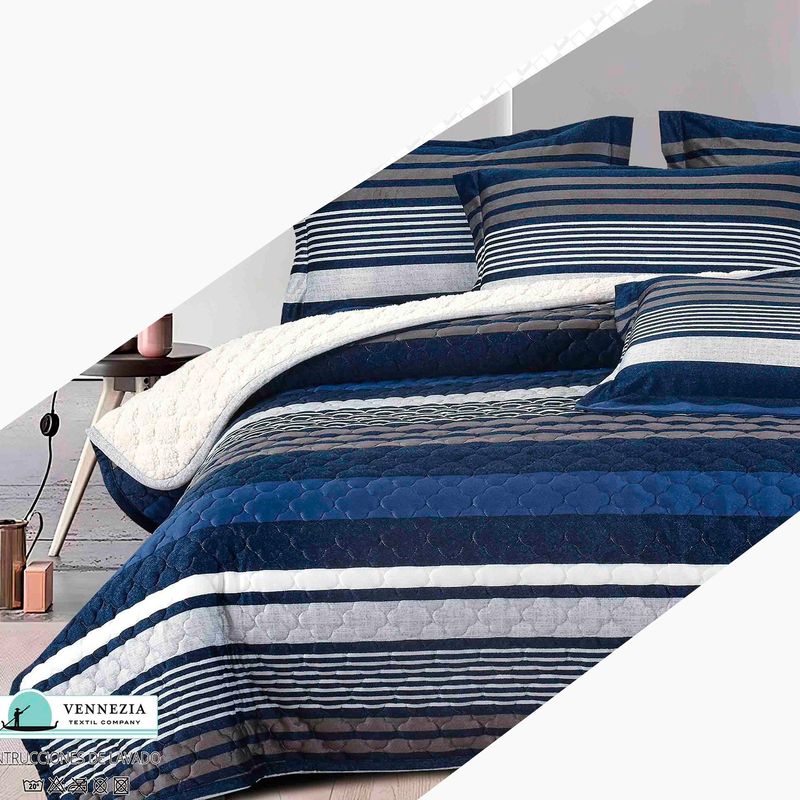 VENECIA - Set Cubrecama Piel de Angel con Reverso Cordero  2Plz-M02