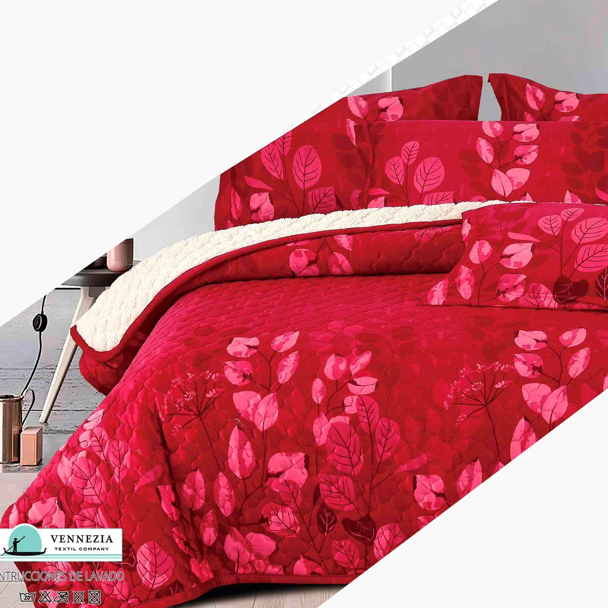 VENECIA - Set Cubrecama Piel de Angel con Reverso Cordero  2Plz-M09