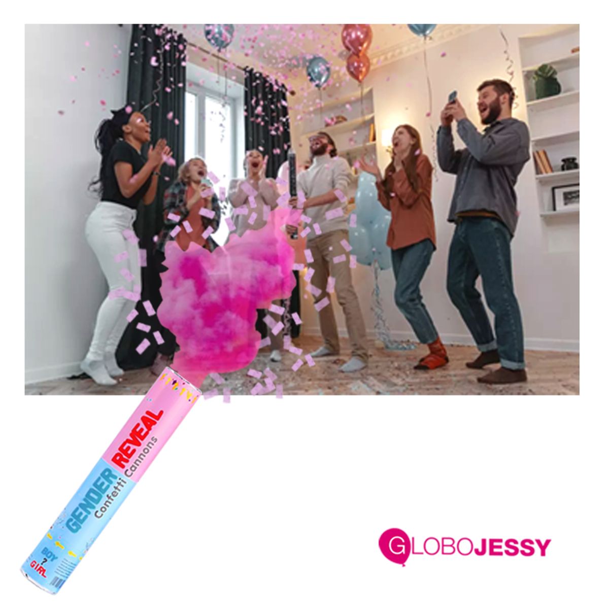 GENERICO - Confetti y polvo revelación color ROSADO 30cm / 1 und