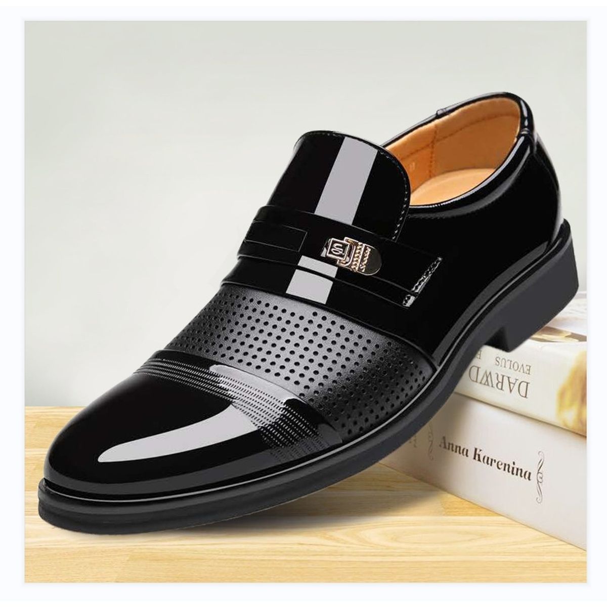 TIOZONEY - zapatos de PU para hombre-Negro