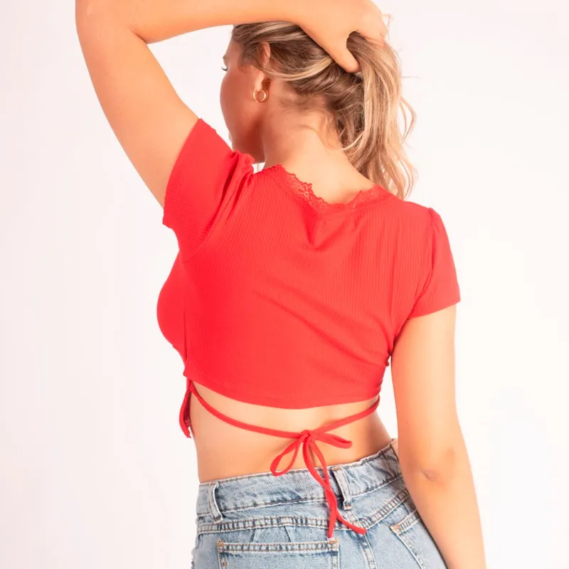 GENERICO - Basico Mujer Top Rip Safra Merz Rojo