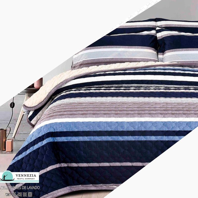 VENECIA - Set Cubrecama Piel de Angel con Reverso Cordero  2Plz-M13