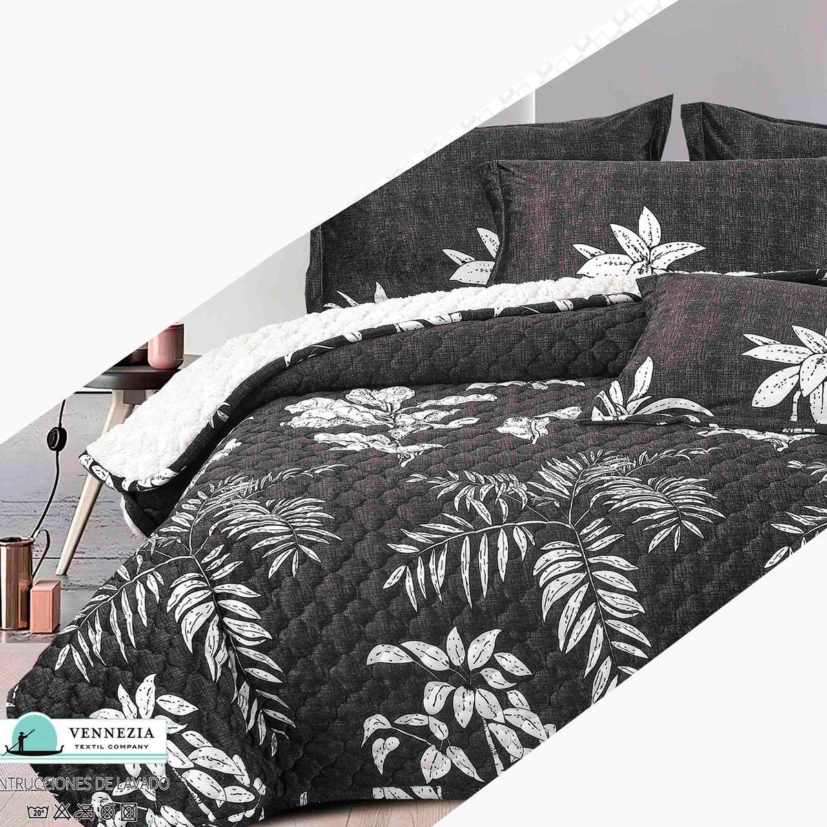 VENECIA - Set Cubrecama Piel de Angel con Reverso Cordero  2Plz-M12