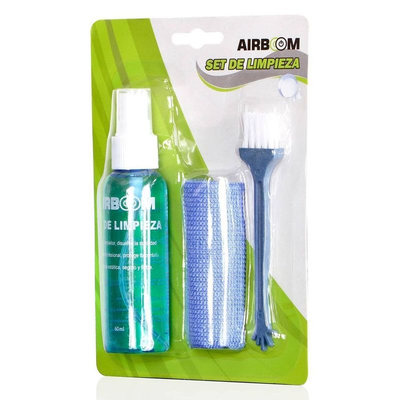 AIRBOOM - Kit de limpieza 3 en 1 Airboom Multiuso PC LAPTOP MONITOR TELEVISOR