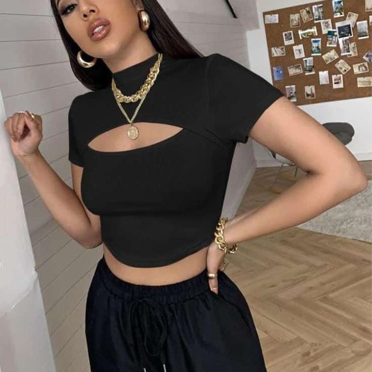 GENERICO - Basico Mujer Top Rip Giorgia French Negro