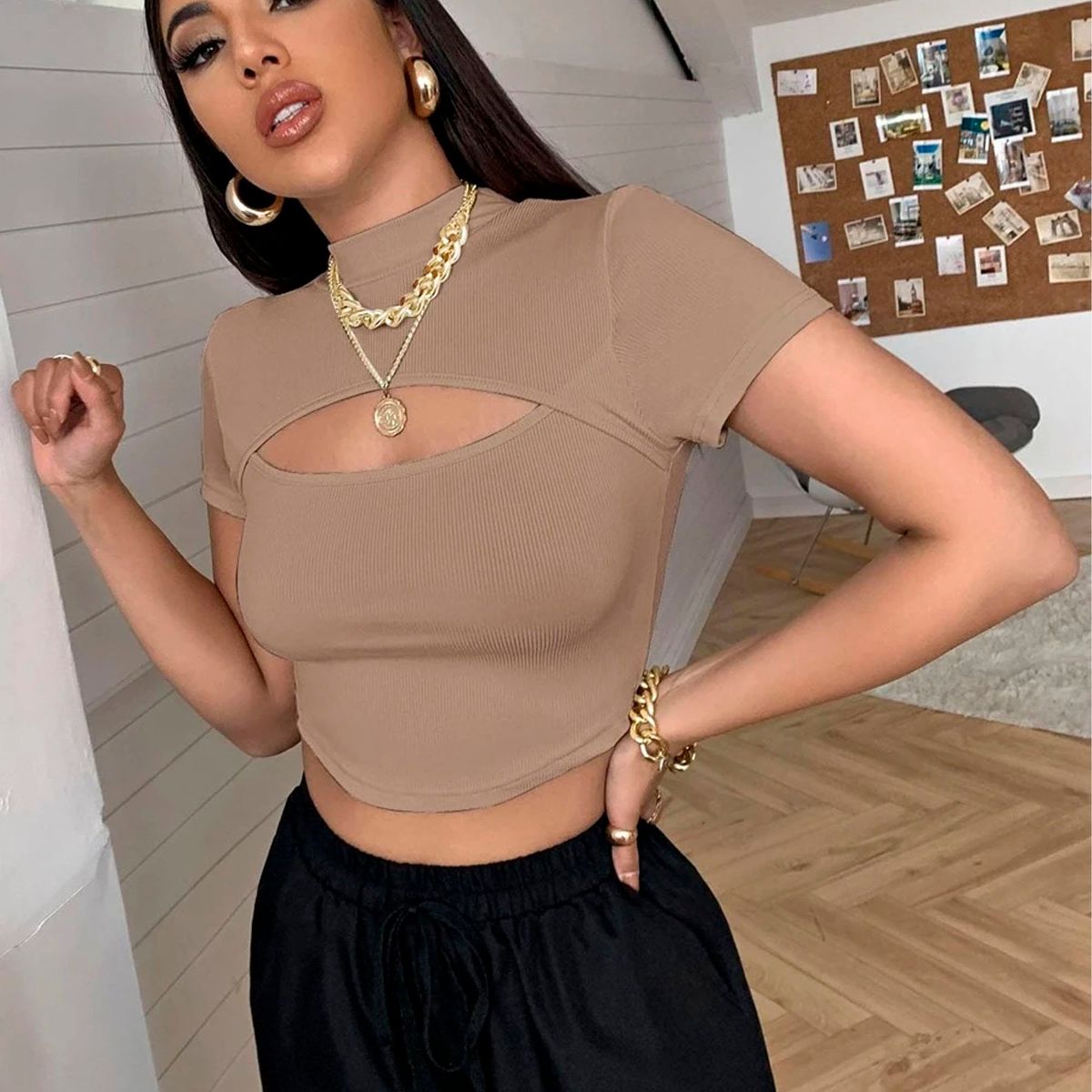 GENERICO - Basico Mujer Top Rip Giorgia French Marron