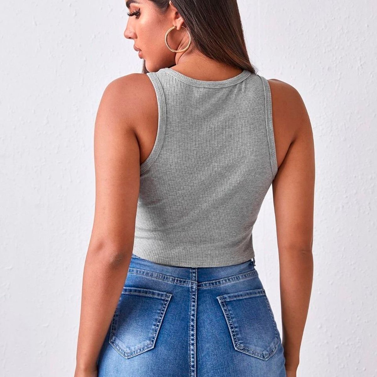 GENERICO - Basico Mujer Top Rip Carol Patricia Gris