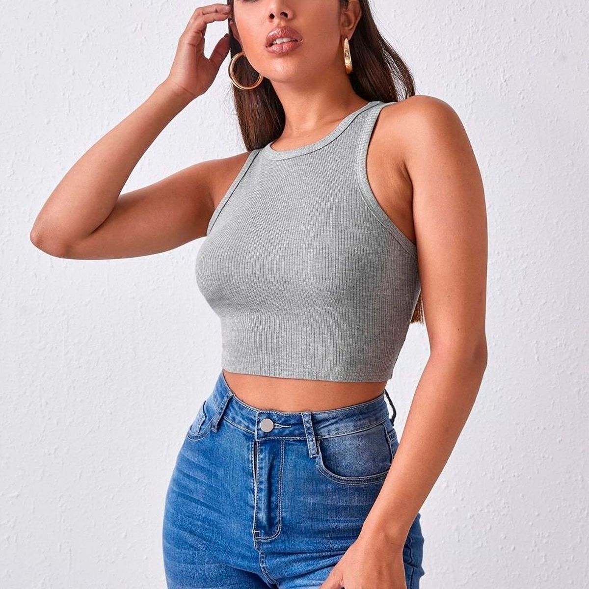 GENERICO - Basico Mujer Top Rip Carol Patricia Gris