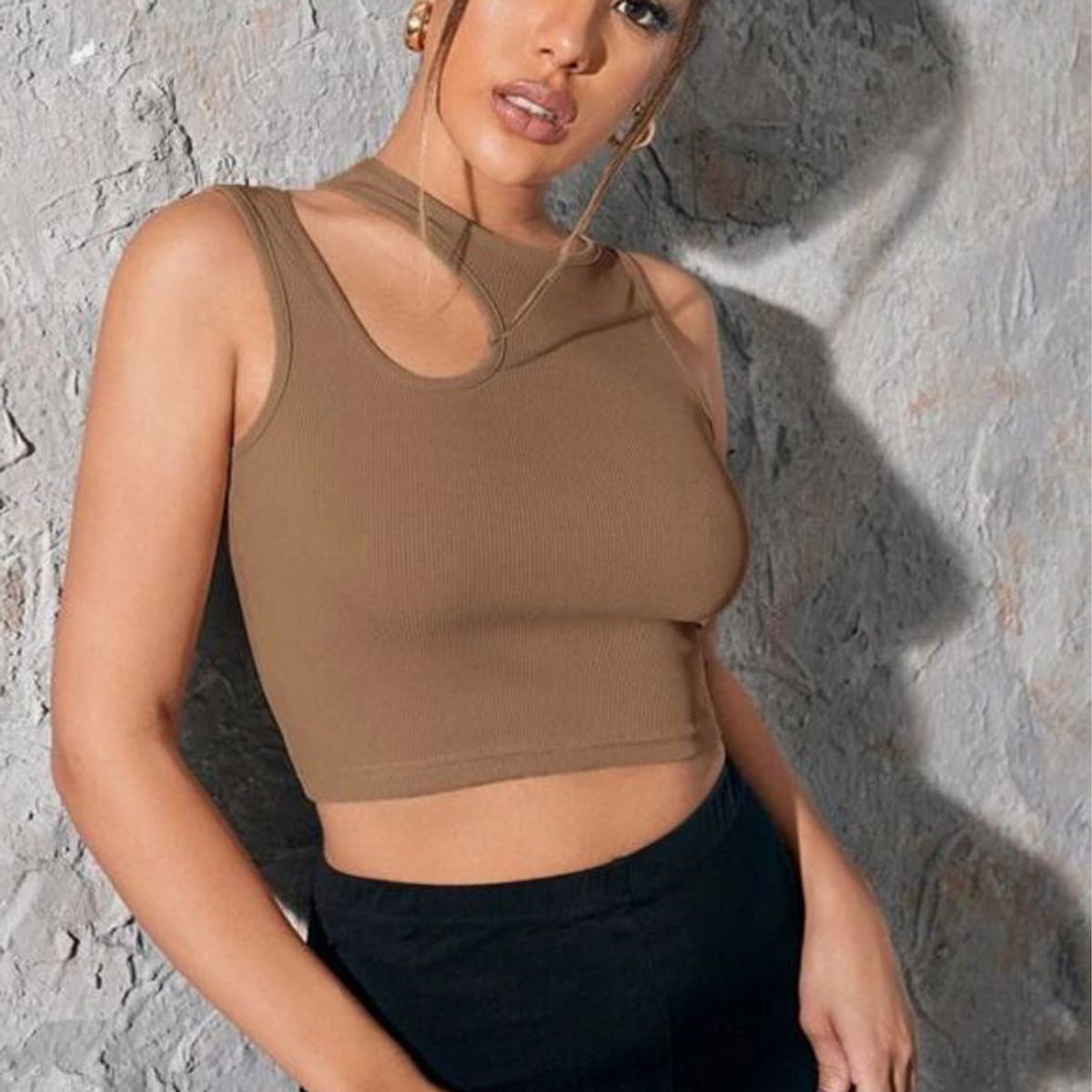 GENERICO - Basico Mujer Top Rip Christine Blanc Marron