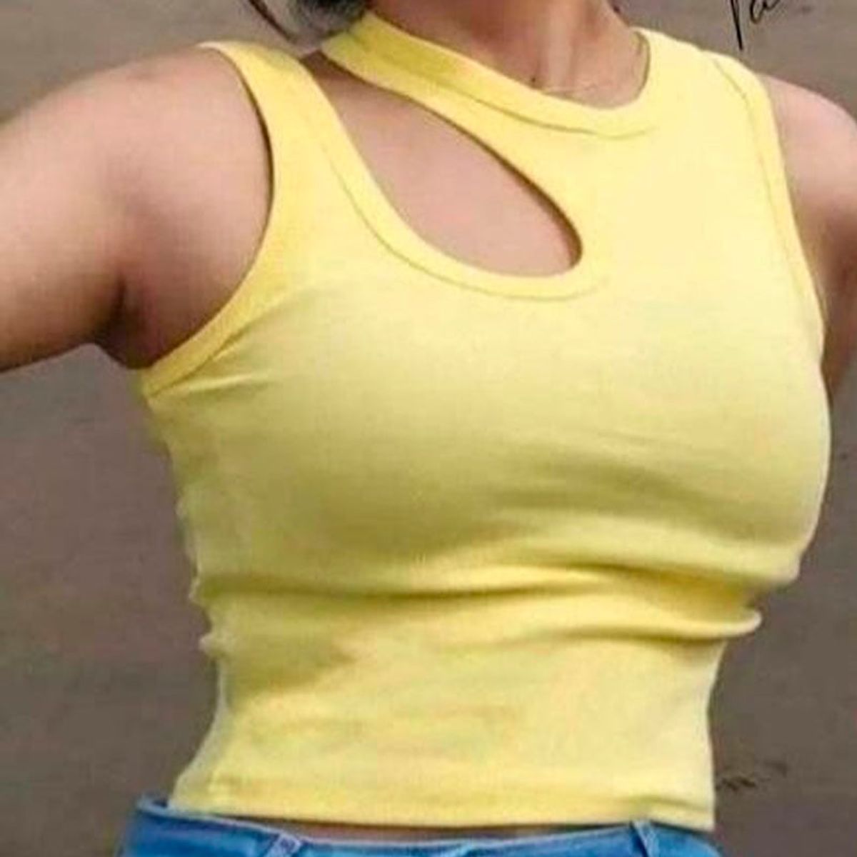 GENERICO - Basico Mujer Top Rip Christine Blanc Amarillo