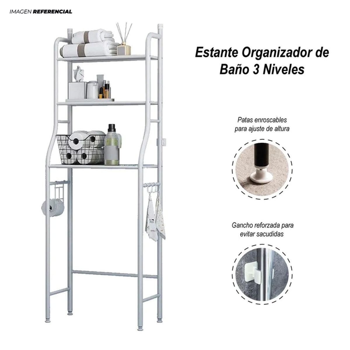GENERICO - Estante Organizador de Baño Moderno De 3 Niveles