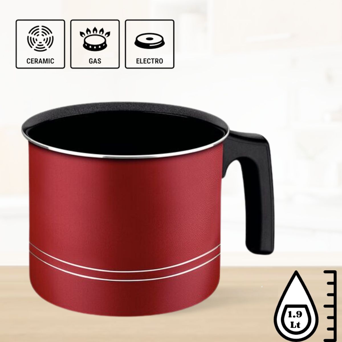 TRAMONTINA - Hervidor Tramontina Sicília  Antiadherente Rojo 14 cm 1,9 L