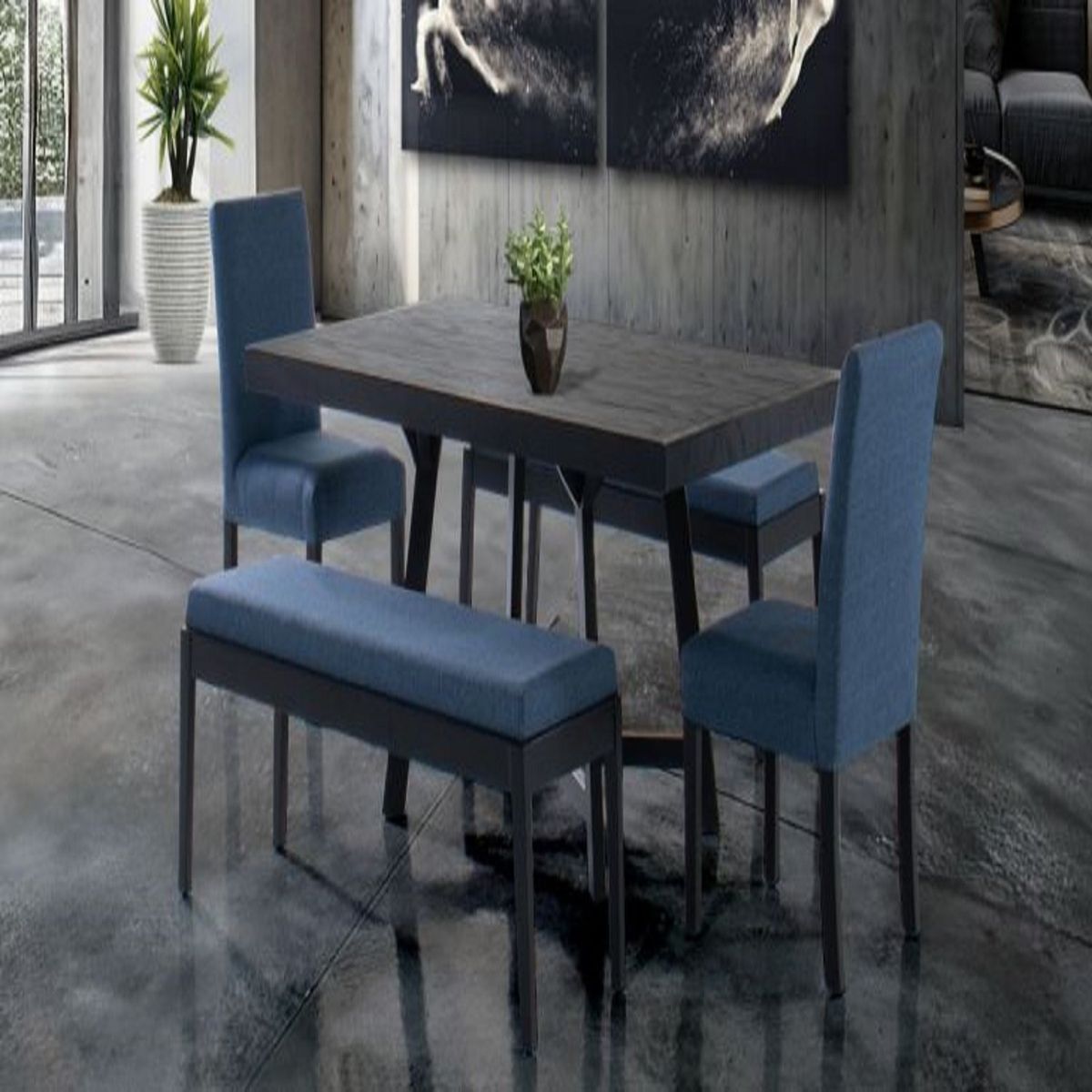 DMUEBLES - Comedor Dmuebles 2 sillas + 2 bancas Granada - Negro