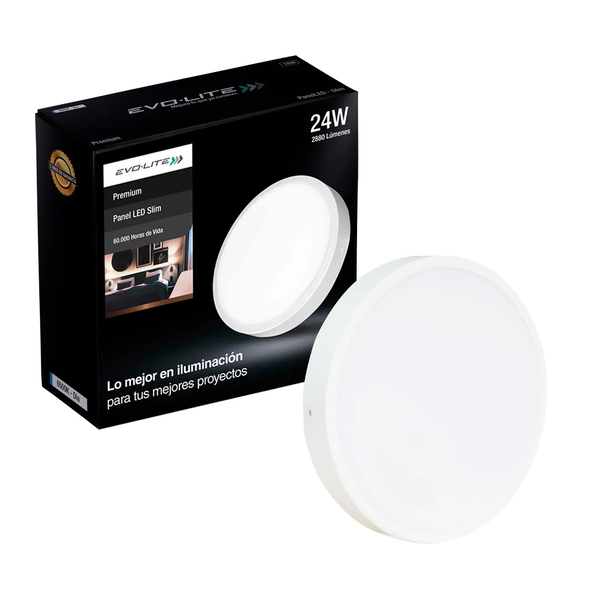 EVOLITE - Plafon led panel slim 4 12w redondo sobreponer Luz cálida