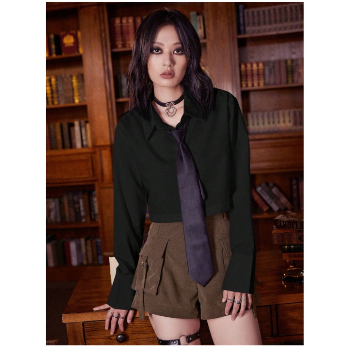 GENERICO - BLUSA  NEGRO LOLITAS K-POP MANGA LARGA