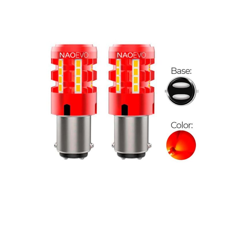 NAOEVO - Led Señal P21/5W 1157 CANBUS Luz Roja 2.500LM NAOEVO