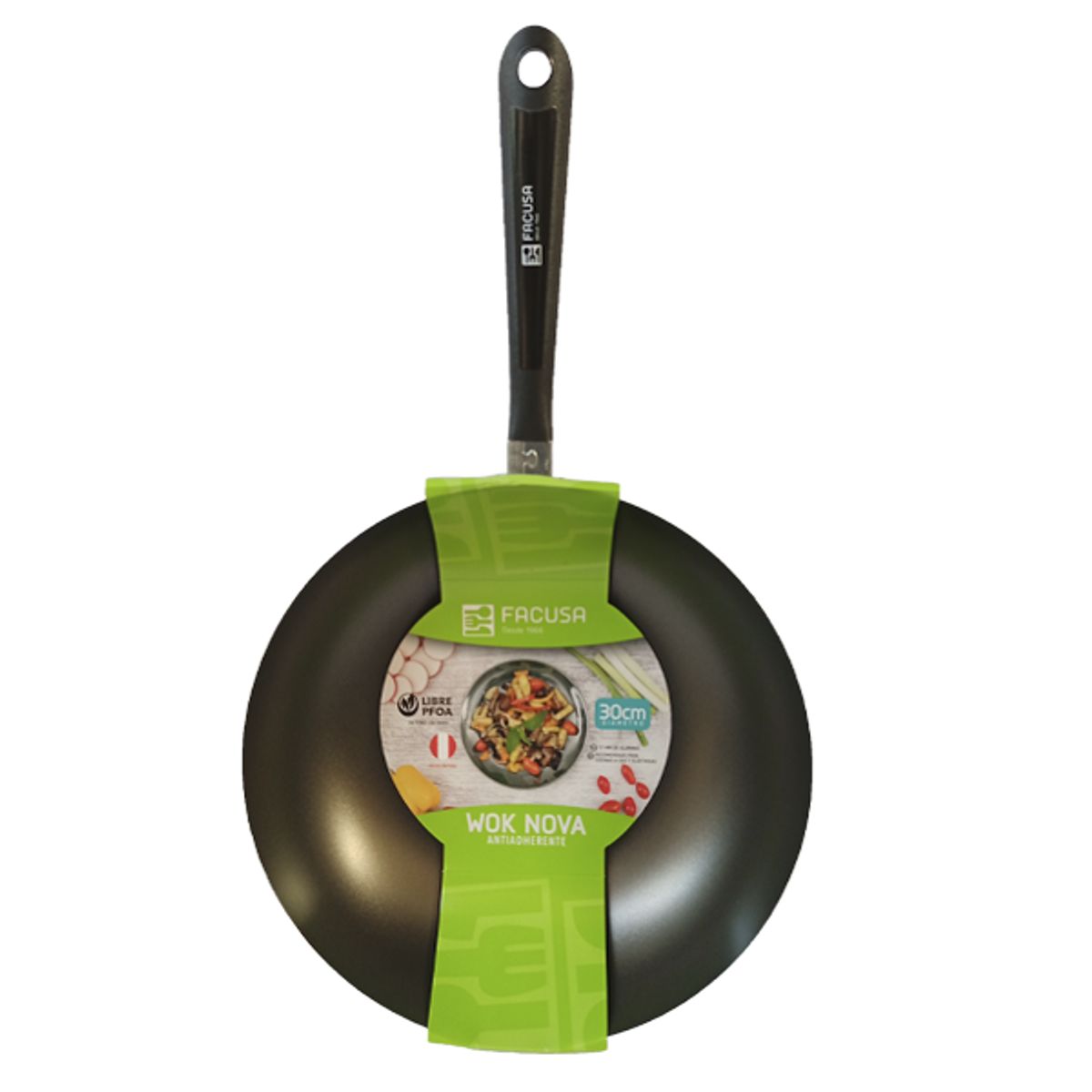 FACUSA - Sarten Wok Nova Antiadherente 30 cm