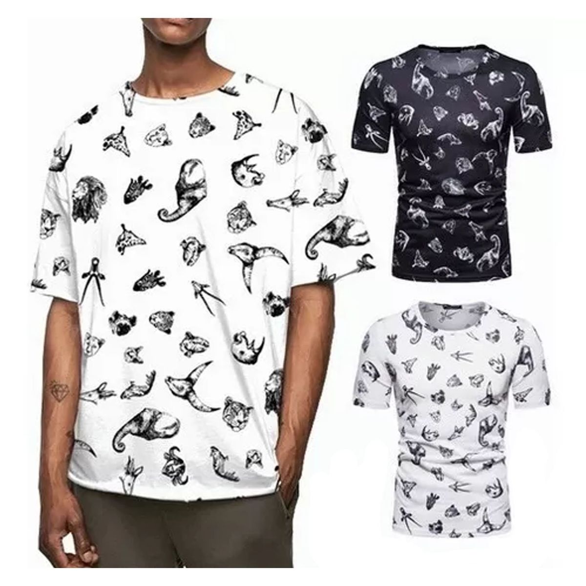 DENISASAA - Polera Manga Corta Algodón Diseño Animal Playera Calidad