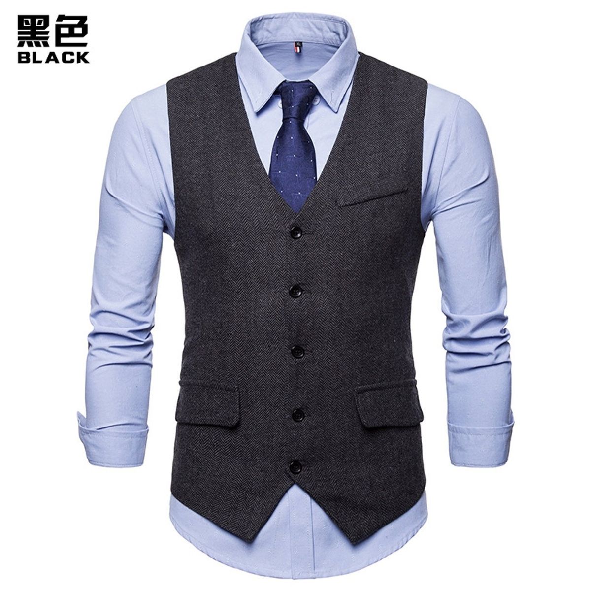 TIOZONEY - Traje Chaleco para Hombre-Gris