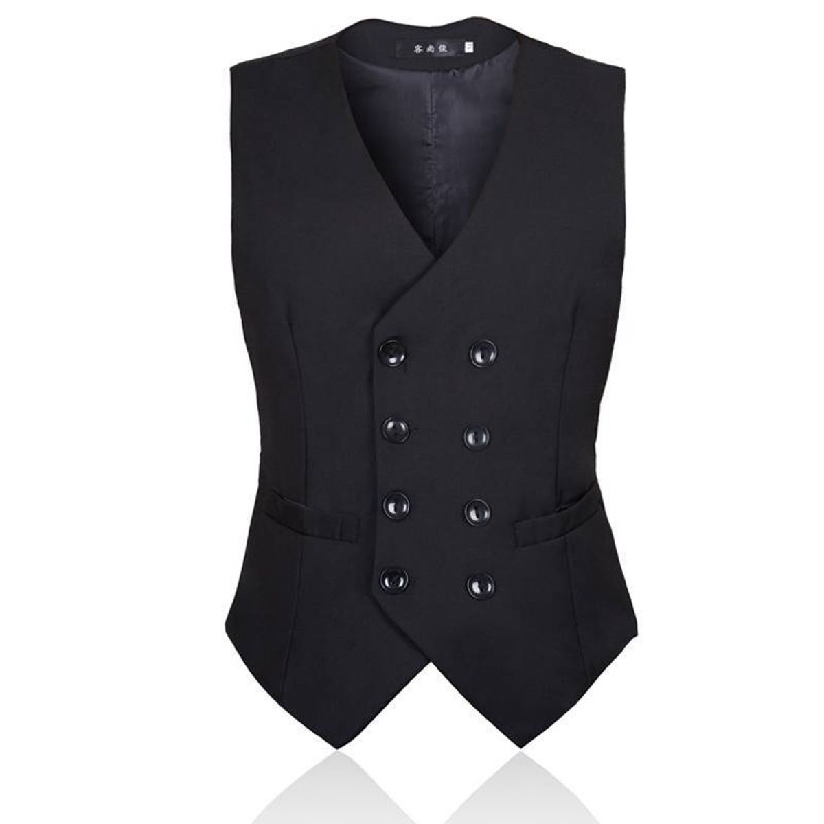 TIOZONEY - Traje Chaleco para Hombre-Negro