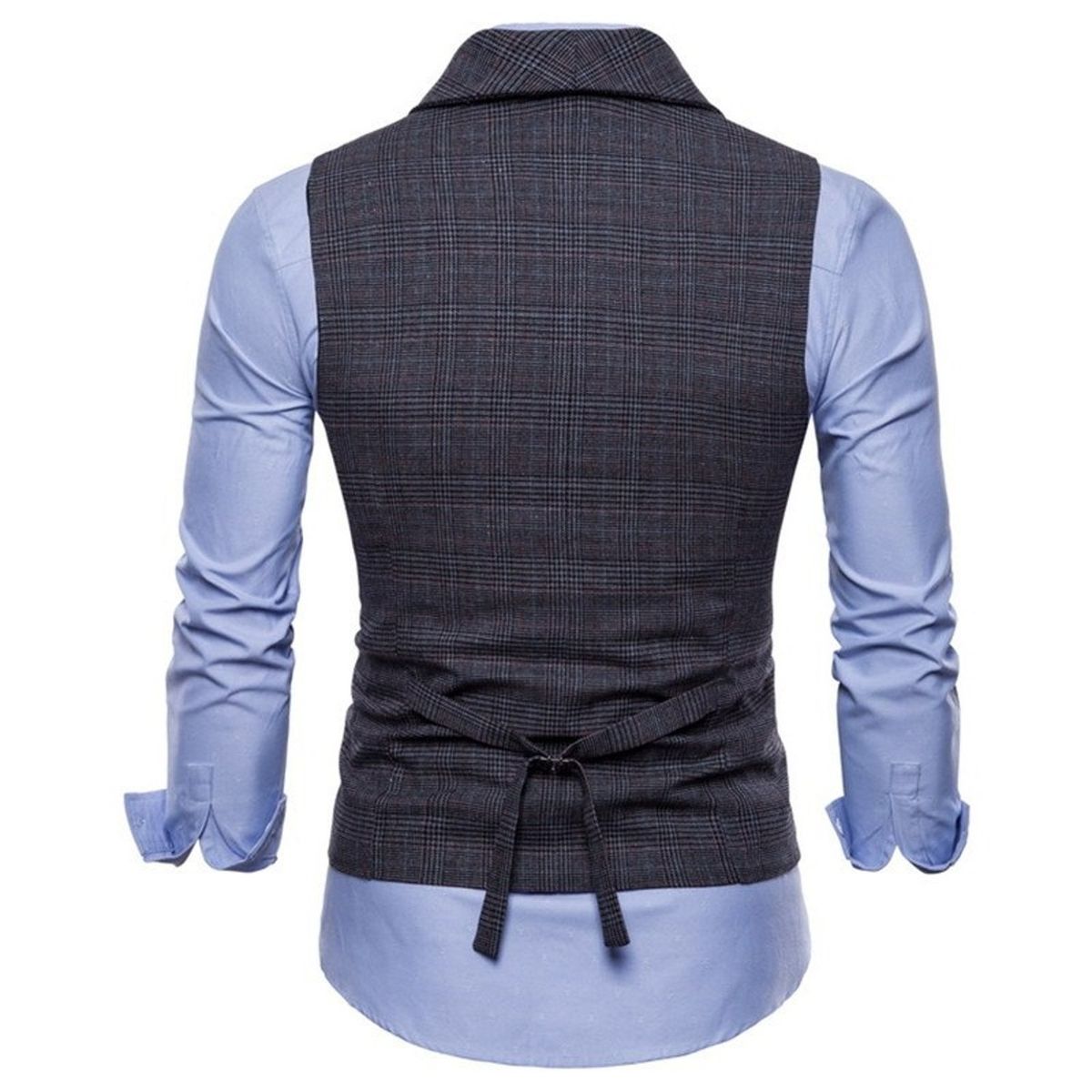 TIOZONEY - Traje Chaleco para Hombre-Gris