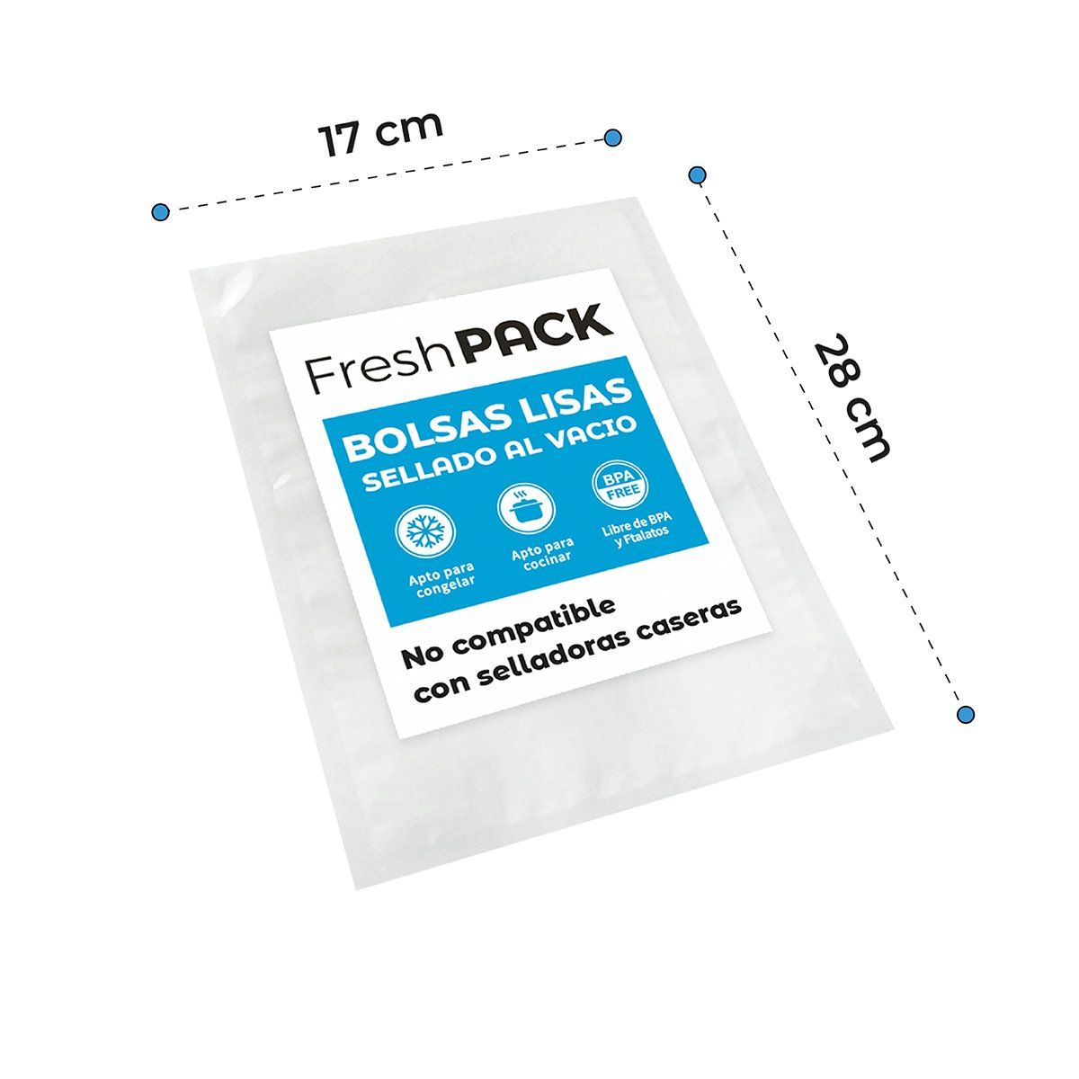 GENERICO - Bolsas Lisas Sellado al Vacío 17x28 Cm 70 Micras 100 Und
