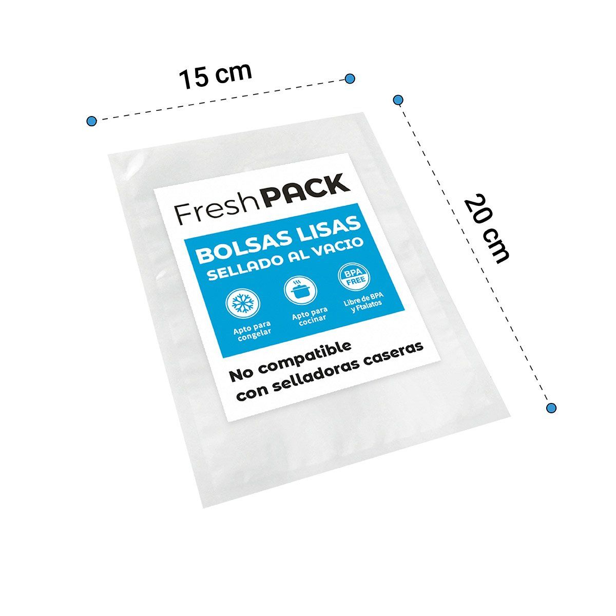 GENERICO - Bolsas Lisas Sellado al Vacío 15x20 Cm 70 Micras 100 Und