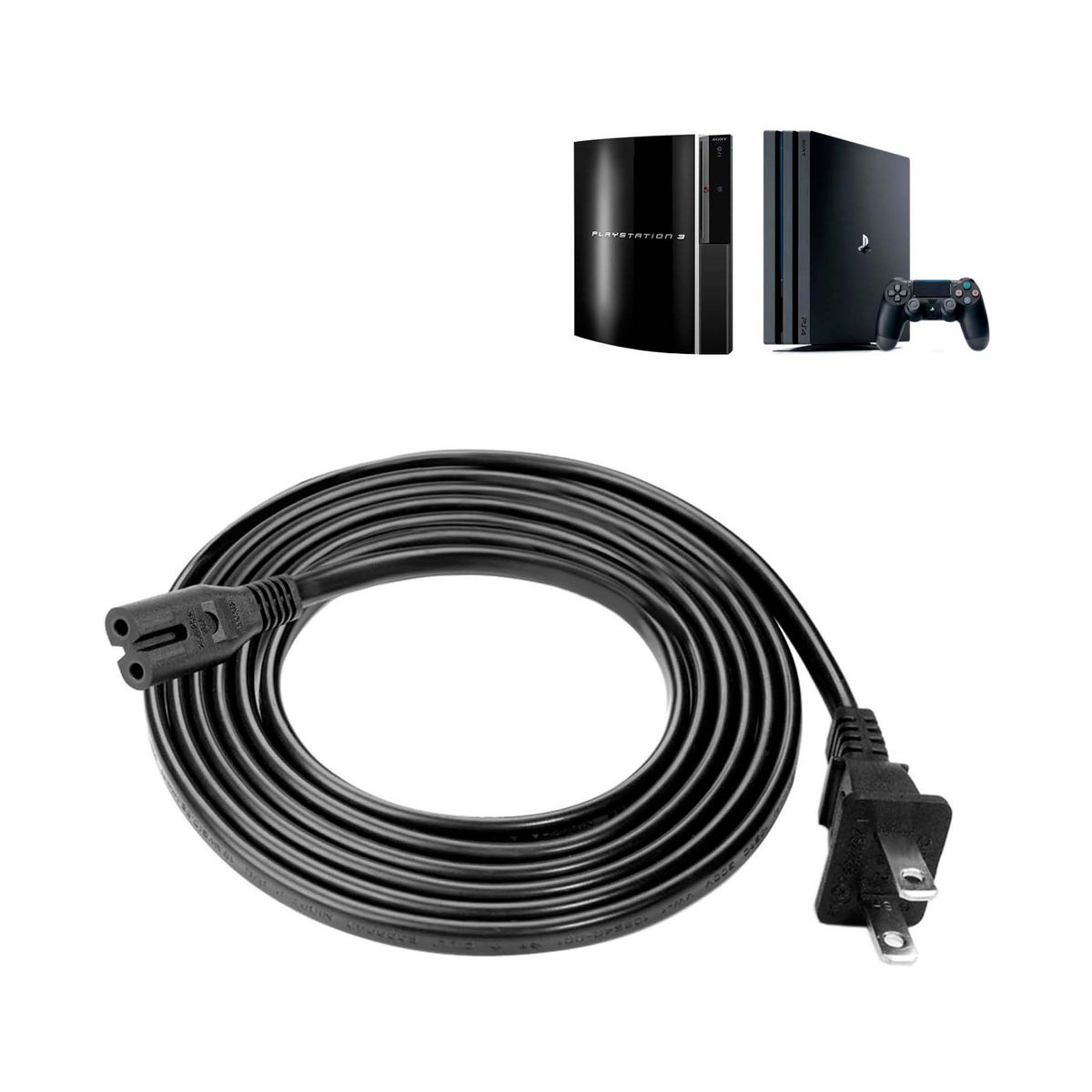GENERICO - Cable de poder Compatible con consolas PS4 PS3
