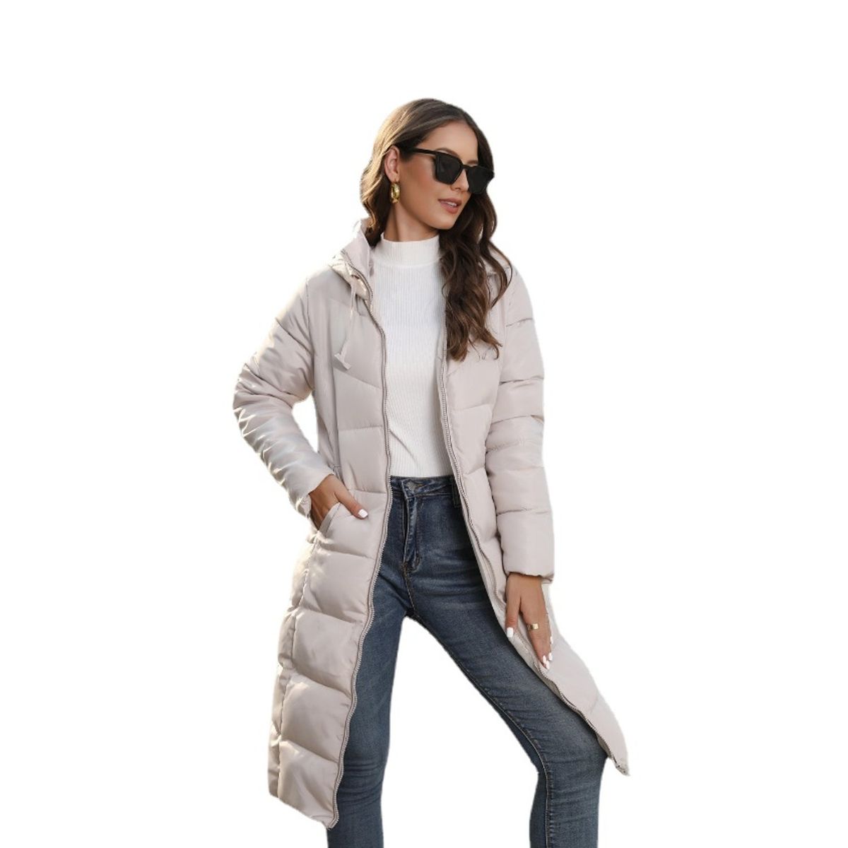 TIOZONEY - Parka Tiozoney Mujer Casual Con Capucha Crema