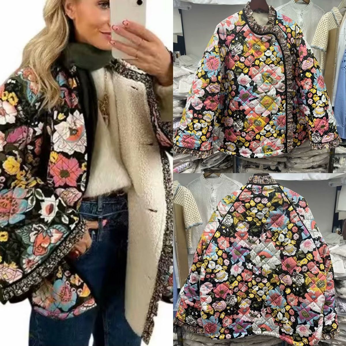 TIOZONEY - Chaqueta de moda mujer-Multicolor