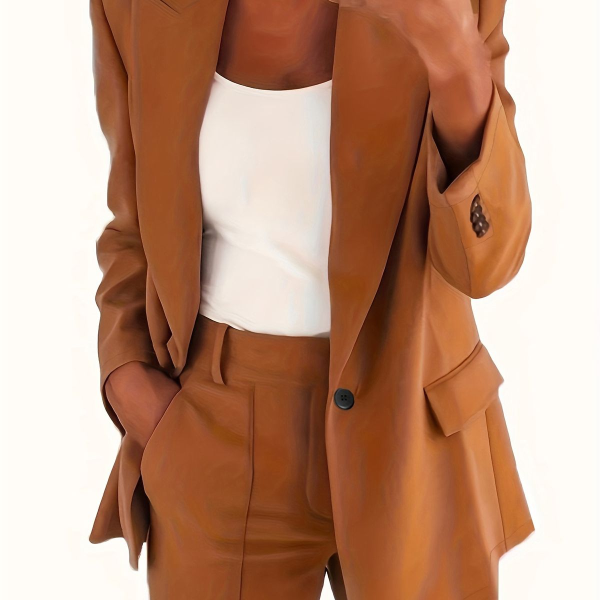 TIOZONEY - Blazer para Mujer - Marrón.