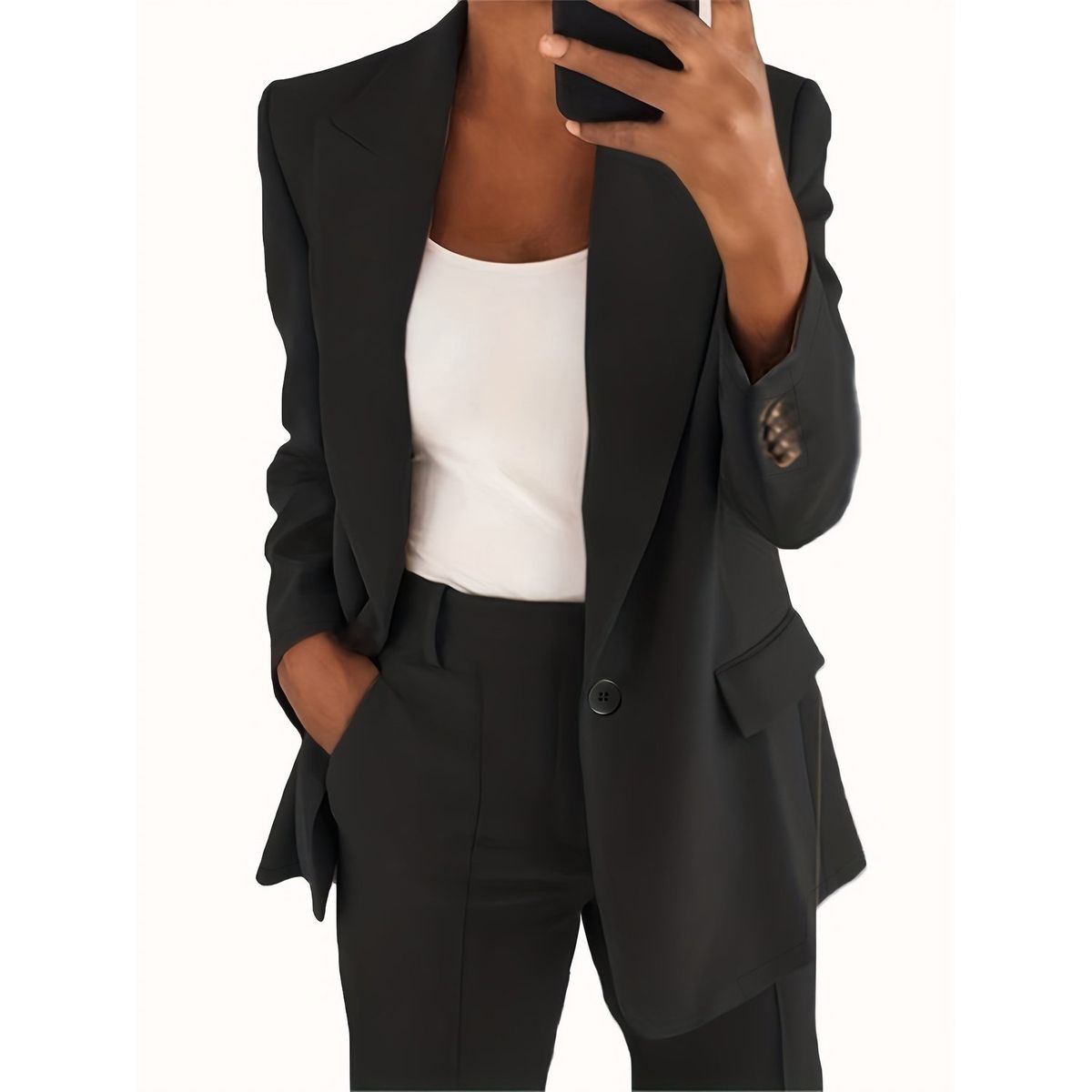 TIOZONEY - Blazer para Mujer - Negro.